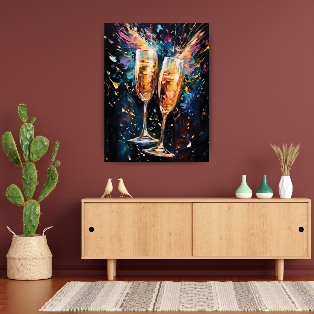 Wine Toast Brushed Painting Canvas