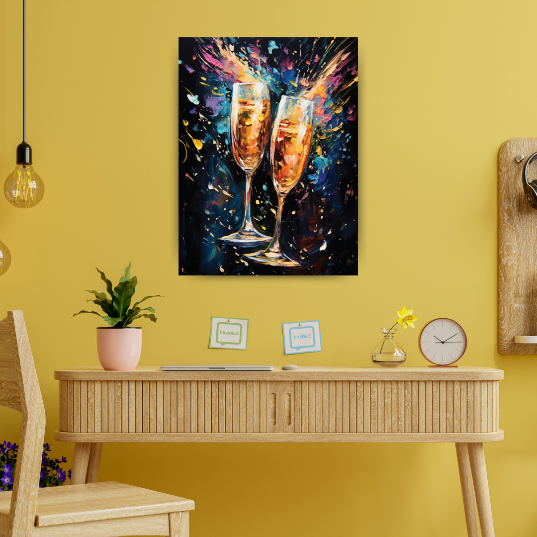 Wine Toast Brushed Painting Canvas