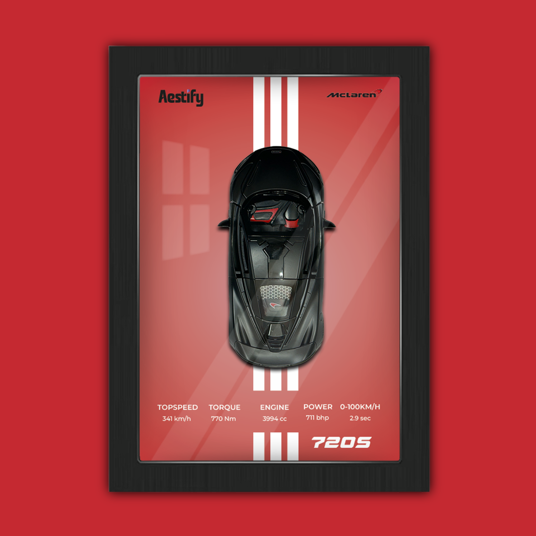 Aestify™ 3D Car Frame for McLaren 720S Alloy Metal Car Model