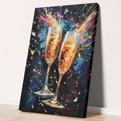 Wine Toast Brushed Painting Canvas