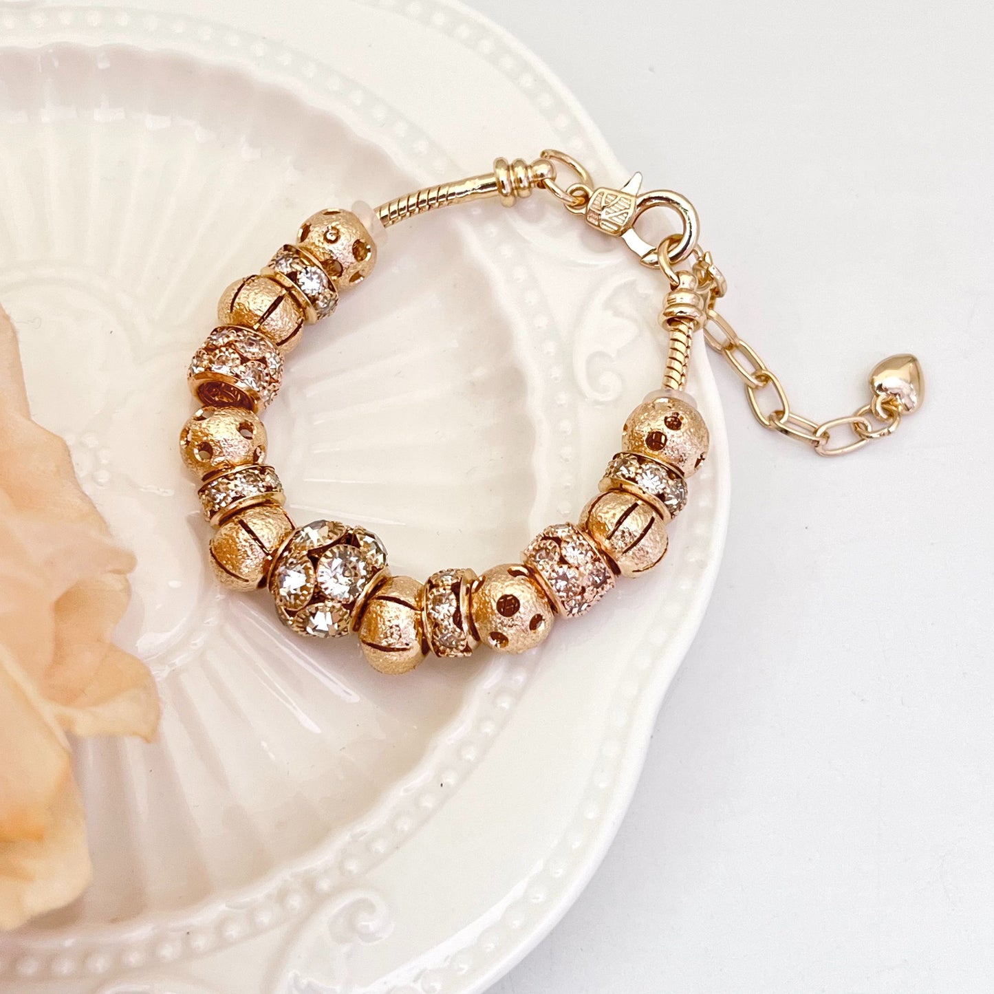 Aestify™ Gold Aura Charm Bracelet – 18K Gold Tone | Crystal CZ Beads