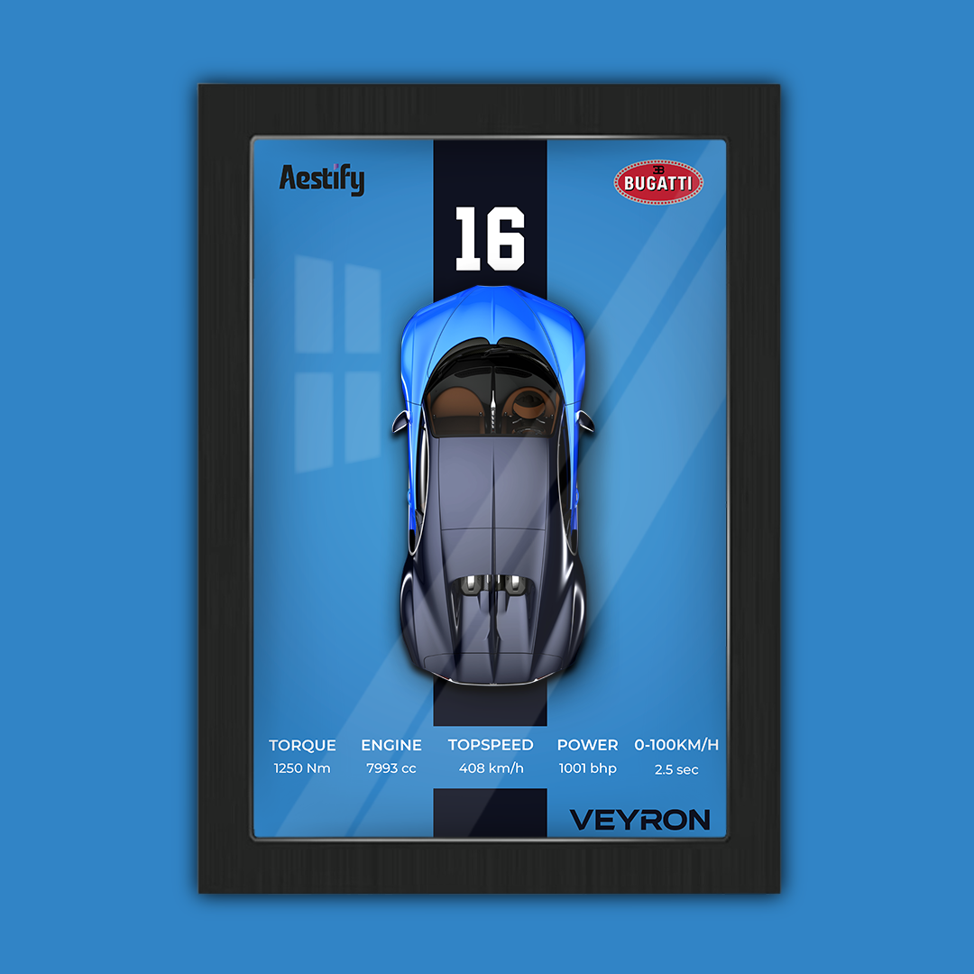 Aestify™ 3D Car Frame for Bugatti Veyron Alloy Metal Car Model