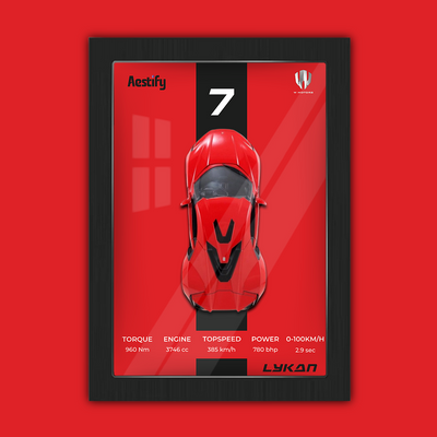 Aestify™ 3D Car Frame for Lykan Hypersport Alloy Metal Car Model