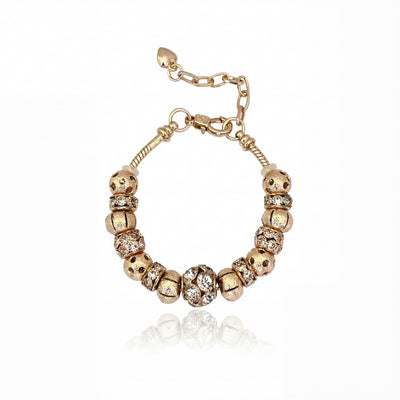 Aestify™ Gold Aura Charm Bracelet – 18K Gold Tone | Crystal CZ Beads