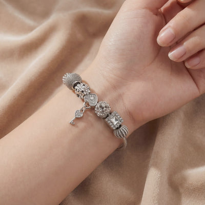 Aestify™ Silver Luxe Crystal Charm Bracelet – Premium CZ Stones