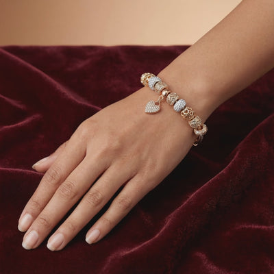 Aestify™ Luxe Crystal Heart Charm Bracelet – 18K Gold Tone